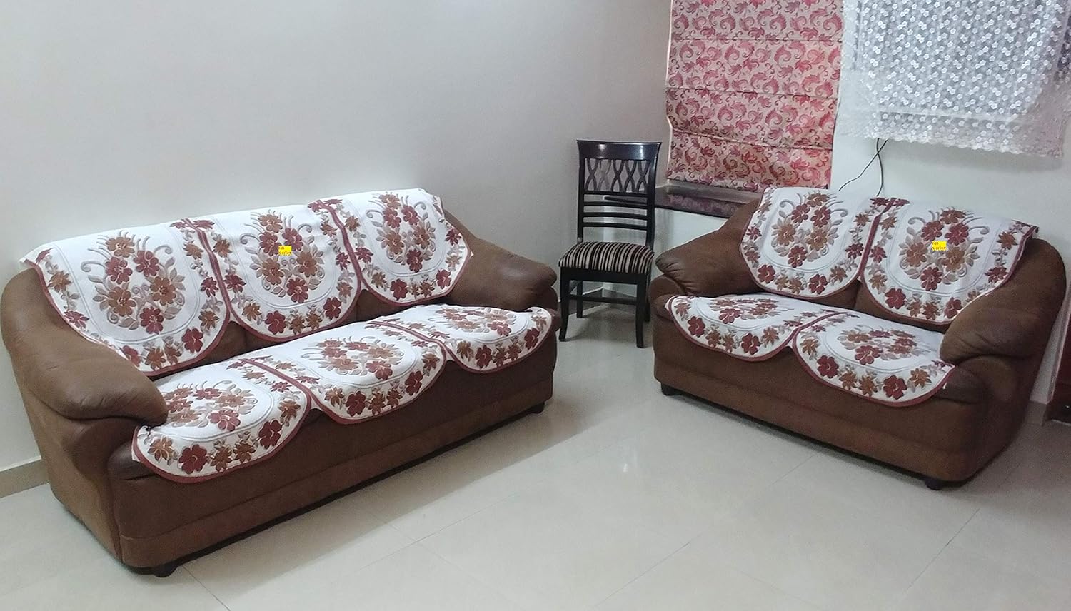 Buy Fab Nation 3+1+1 Sofa Cover for 5 Seater Sofa Set Brown Sofa