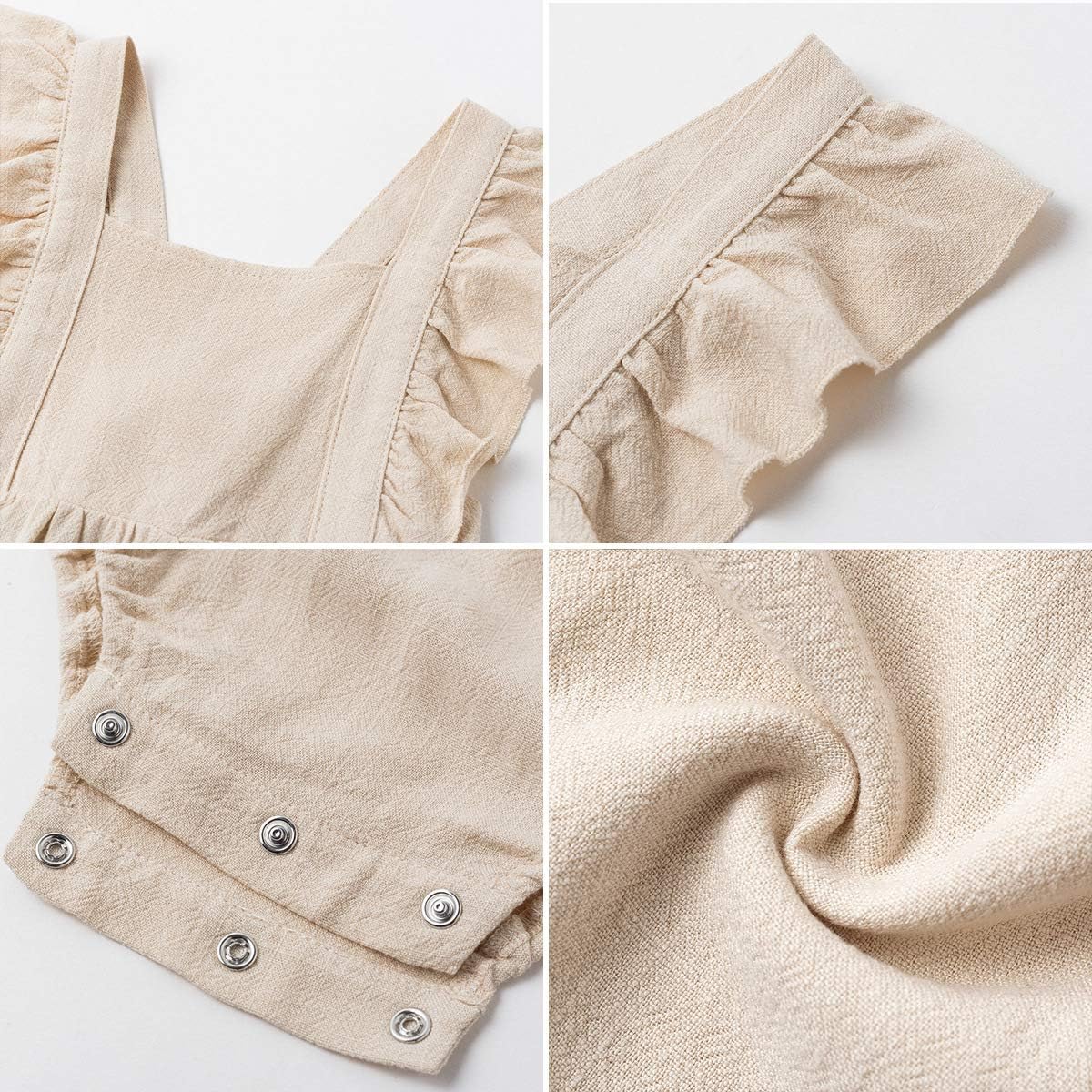 Simplee kids Baby Onesies Unisex Cotton Linen Handmade Romper Jumpsuit Solid Color Long Sleeve Jumpsuit: Clothing