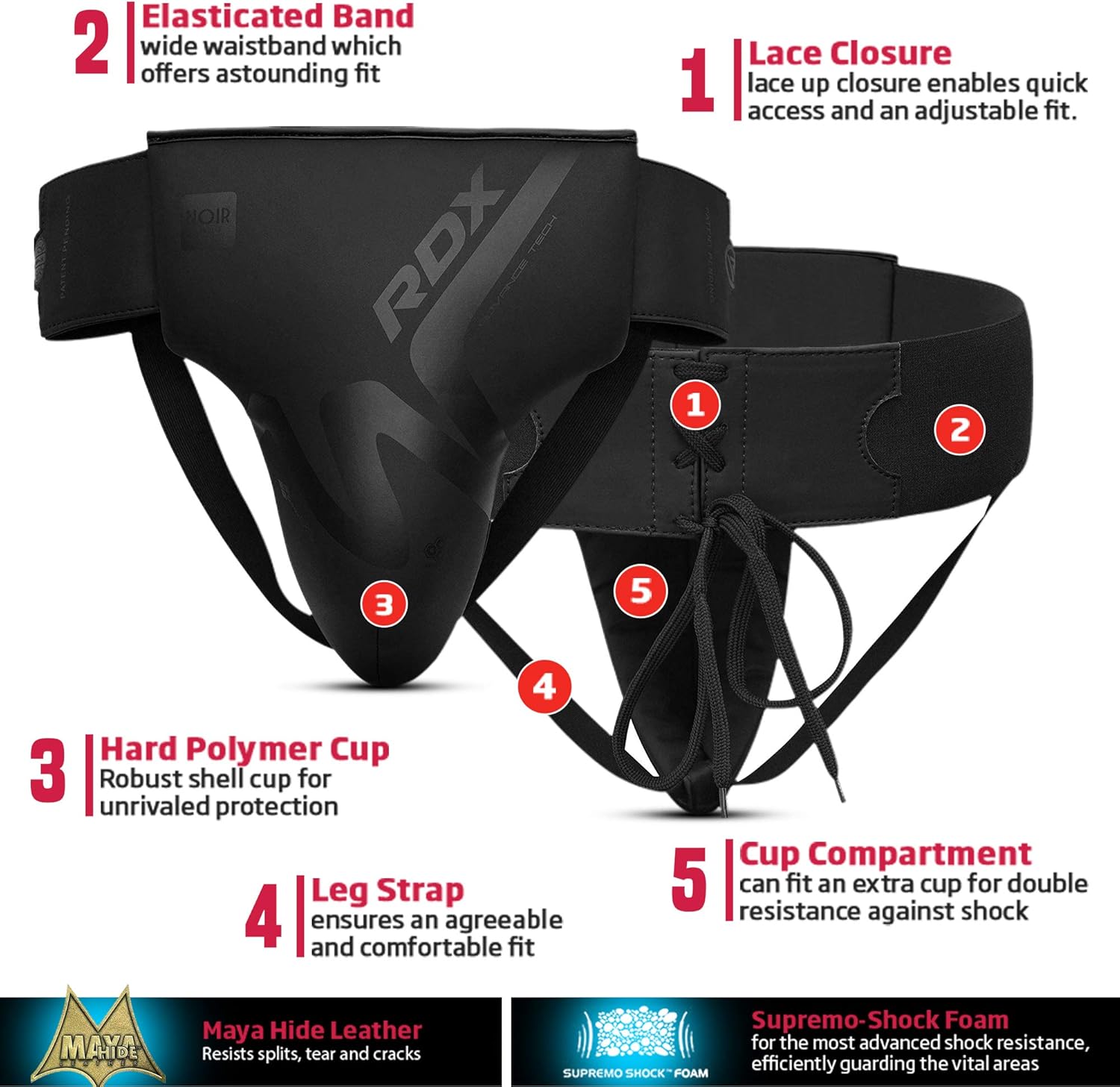 RDX Groin Protector for Boxing, Muay Thai, Kickboxing and MMA Fighting, Maya Hide Leather Abdo Gear for Martial Arts Training, Men Jockstrap Abdominal Guard for Sparring, Taekwondo and Grappling : Sports & Outdoors