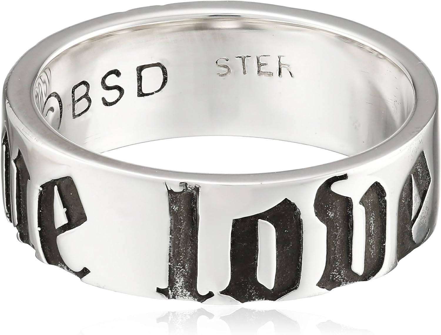 Bob Siemon Men's Sterling Silver True Love Waits Old English Ring, Size