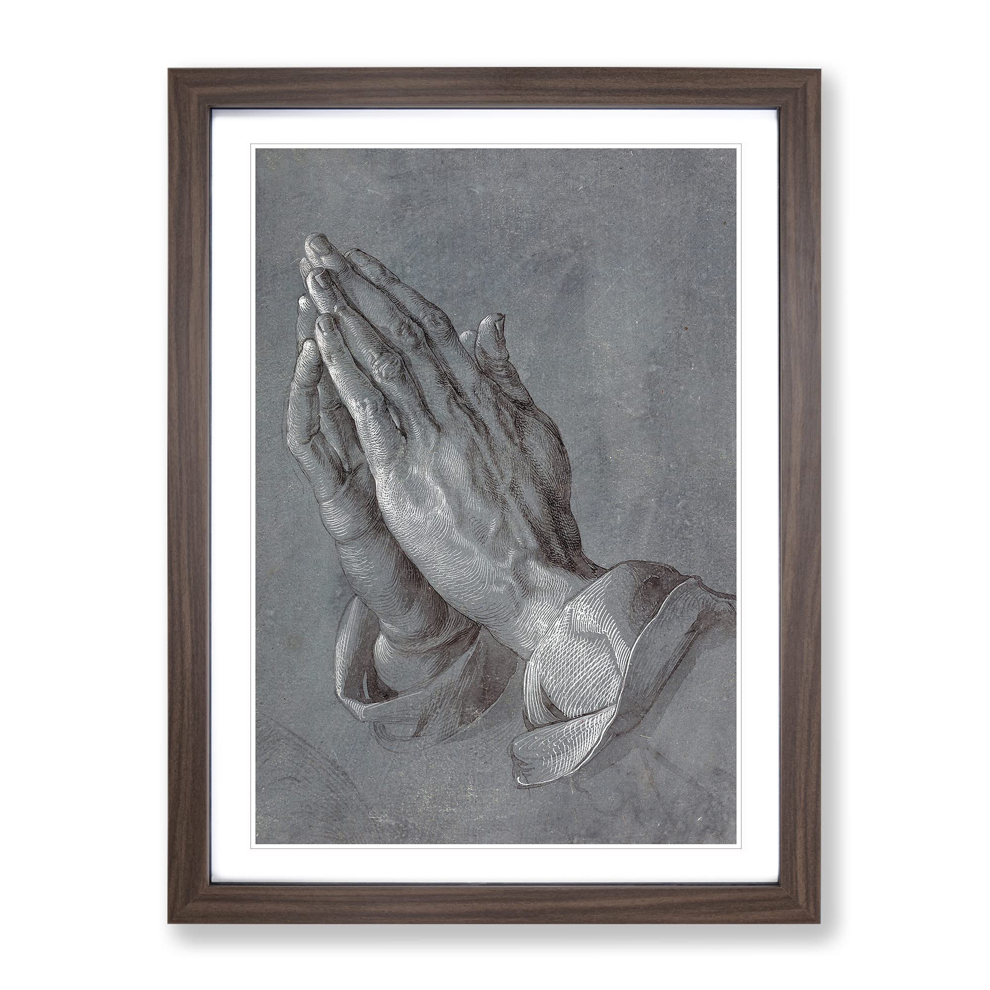 Praying Hands By Albrecht Durer Classic Painting Framed Wall Art Print, Ready to Hang Picture for Living Room Bedroom Home Office Décor, Walnut A4 (34 x 25 cm)