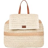 Roxy Make It Lovely Woven Straw Backpack | Lightweight Chic Paper Straw Design with Adjustable Shoulder Straps and Interior Slip Pocket for Everyday Organization