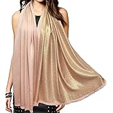 Gragengs Women's Sparkling Metallic Pashmina Shawls and Wraps Long Party Scarf Solid Color Two Tone