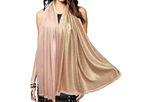 Women's Sparkling Metallic Pashmina Shawls and Wraps Long Party Scarf Solid Color Two Tone