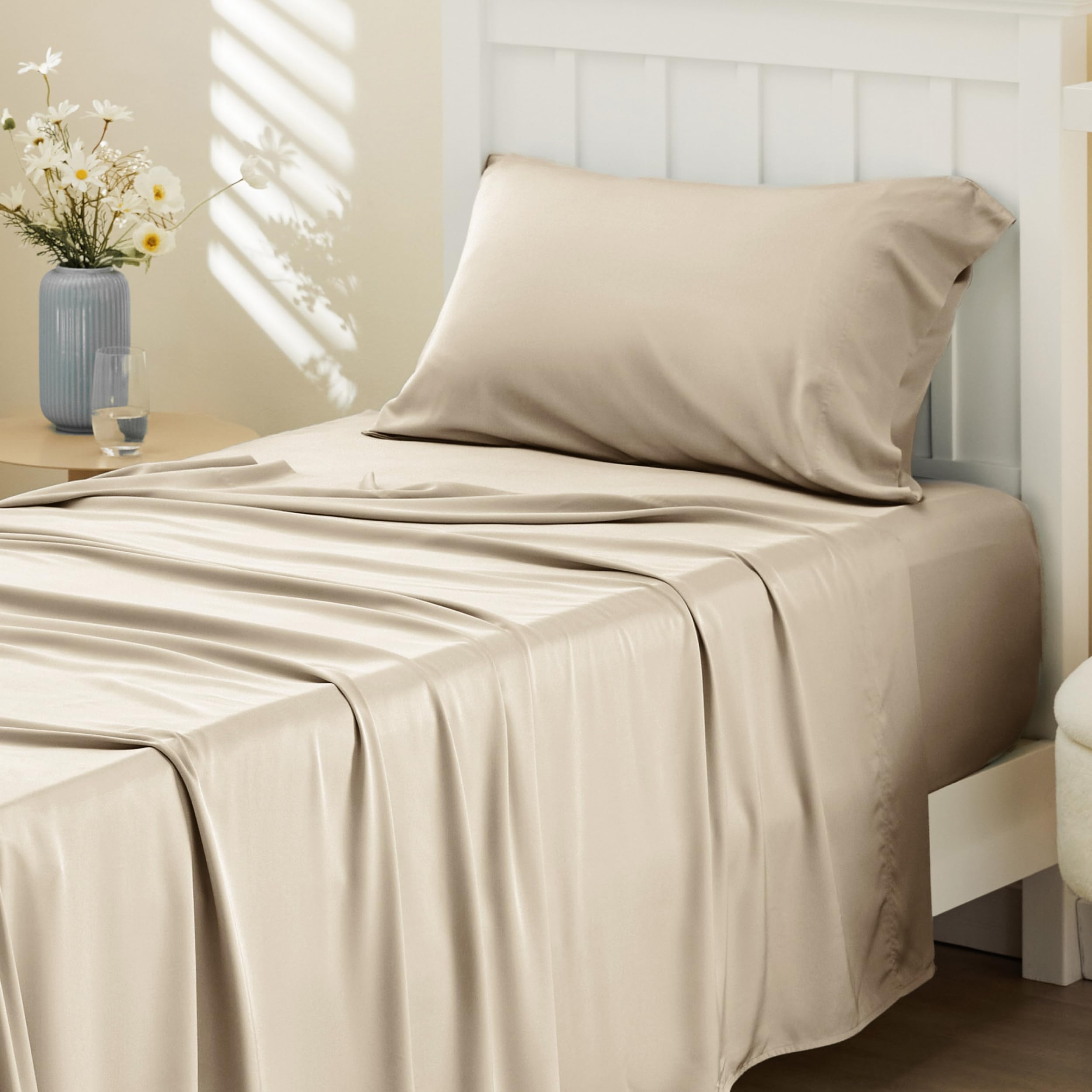Bedsure PureWoven 100% Rayon Derived from Bamboo, Split King Sheets, 5 PCS