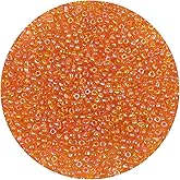 MIKIMIQI 2200pcs Glass Seed Beads Bulk, 4mm 6/0 Pony Beads Bulk for Jewelry Making Mini Spacer Beads Loose Beads Craft Small Glass Seed Beads for DIY Bracelet Wrist (Orange AB)