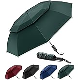 Urvoix Travel Umbrella Compact Windproof - Vented Double Canopy Umbrellas for Rain, Portable Umbrella Inverted Automatic Open Close with Reflective Strip