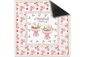 KRHFG Pink Christmas Mahjong Mat 31.5" x 31.5", Red Christmas Bow Cocktail Non-Slip Noise Reduction Mahjong Table Cover Accessories and Supplies for Dominoes Poker Card Board and Tile Games Gifts