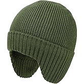 ZTL Merino Wool Waterproof Beanie Hat for Men & Women - Warm Fleece Lined Winter Hat with Ear Flaps, Thermal Knitted Ski Cap