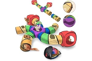 THAT IS JUST GENIUS Genius Cat Tunnels for Indoor Cats - Large Customizable 5-Way Tunnel Tube System with Hanging Toys, Storage Bag, Tear-Resistant & Collapsible Play Center for Kittens, Small Dogs, & Rabbits