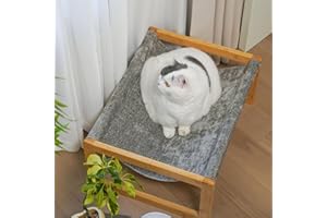 kiplant Large Cat Hammock Bed, Bamboo Wood Elevated Pet Hammock for Outdoor, 21 X 16.5 Inch Suitable for Kitty, Puppy, Rabbit, Bunny and Small Animal