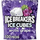ICE BREAKERS Arctic Grape Sugar-Free Gum Pouch, 8.11 oz, 100 ct | Arctic Grape Sugar-Free Gum Cubes with Cooling Crystals, Resealable Pouch for Car, Office and Fresh Breath, 100 ct