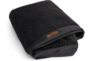 LE SURE XL Washable Dog Bed Cover Replacement Plush Fleece Cover for Orthopedic Egg Crate Foam Pet Mat 44x32x3 Inches, Black