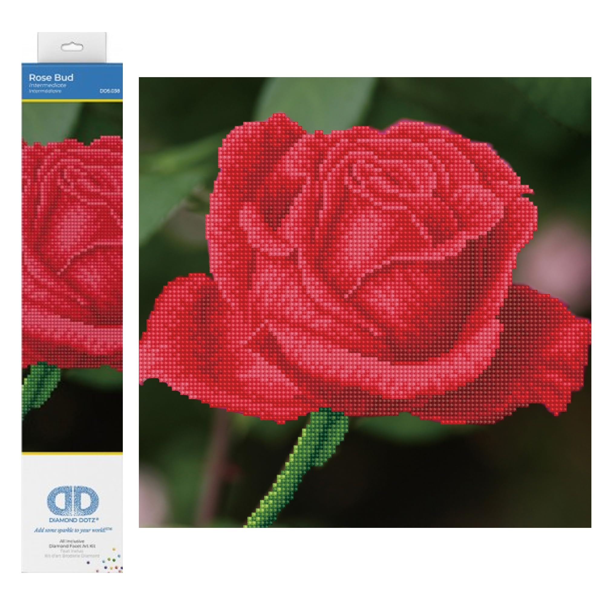 DIAMOND DOTZ Painting, Intermediate Kit DD5, Rose Bud, 30.5 x 30.5cm