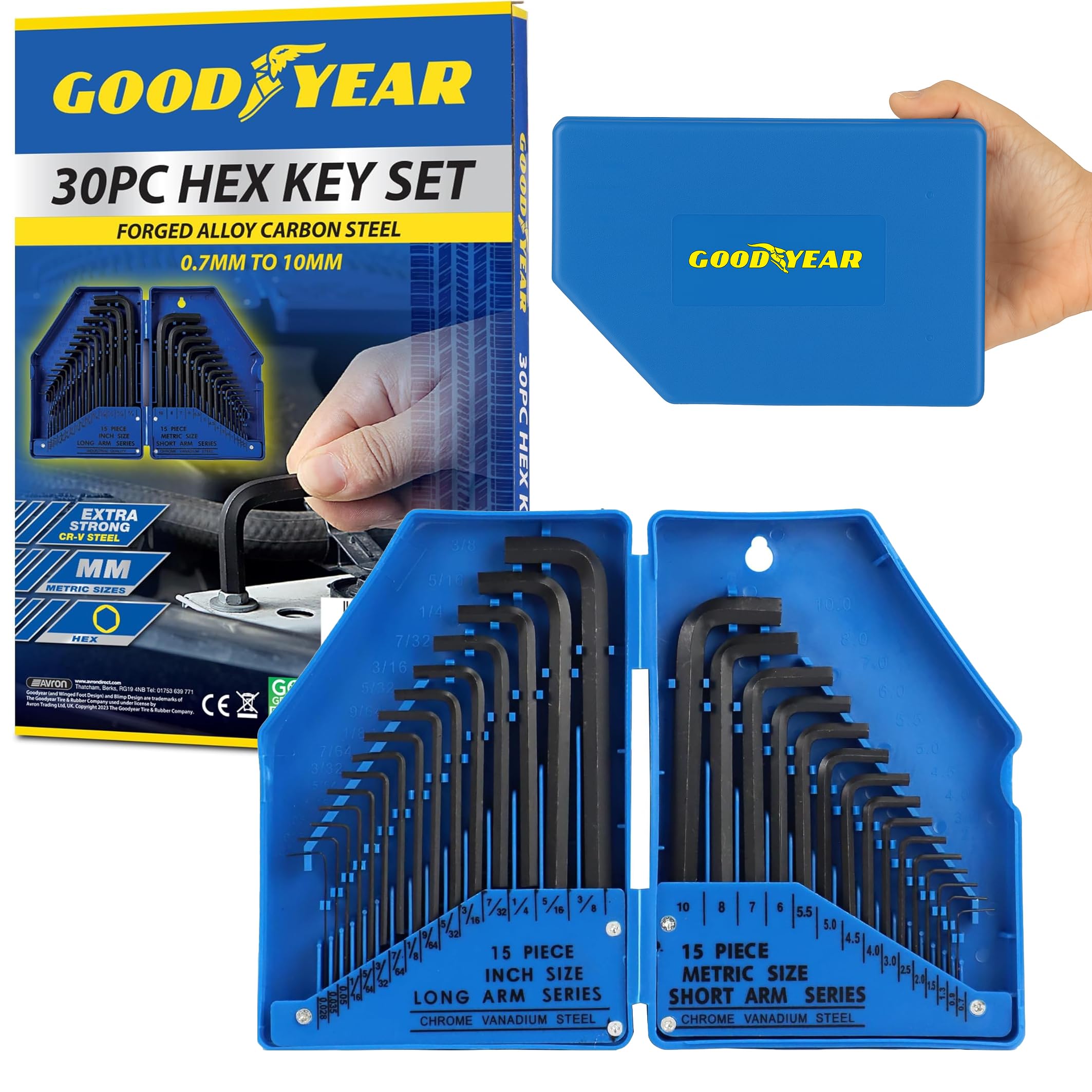 Goodyear 30 Piece Hex Key Allen Alan Allan Key Set Kit with Case Hardened Steel UK