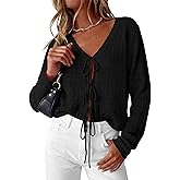 PRETTYGARDEN Crochet Cardigan Sweaters for Women Trendy Spring Summer Long Sleeve Tie Front Tops Boho Beach Vacation Clothes