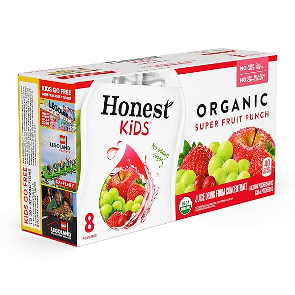 HONEST KIDS, ORGANIC SUPER FRUIT PUNCH, 6.75 FL OZ POUCHES, 8 PACK