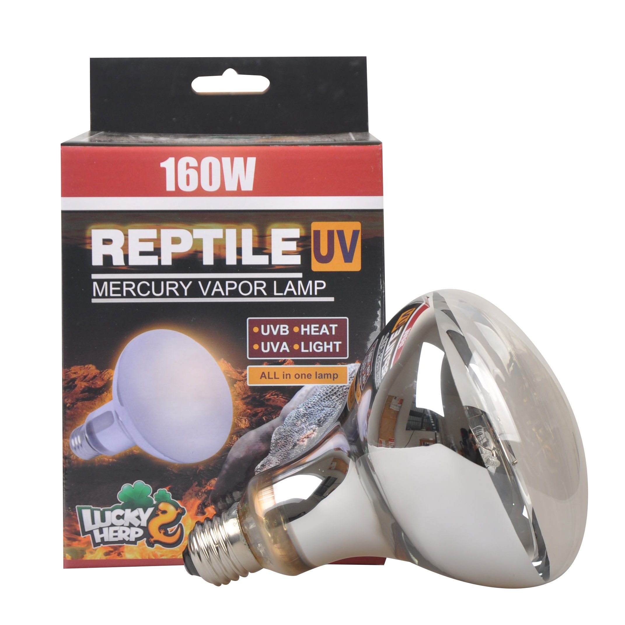 LUCKY HERP Reptile UVA UVB Mercury Vapour Bulb,R115,160 Watts,E27 (Clear)