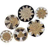 Laquedecraft Woven Basket Wall Decor, Set of 6, Art | Handwoven Natural Fibers, Mixed Patterns, Hardware Not Included