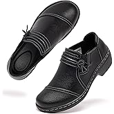 PGVVY Womens Loafers, Leather Slip On Business Casual Dress Shoes with Wide Width Comfortable Lightweight Orthopedic Shoes for Office Work