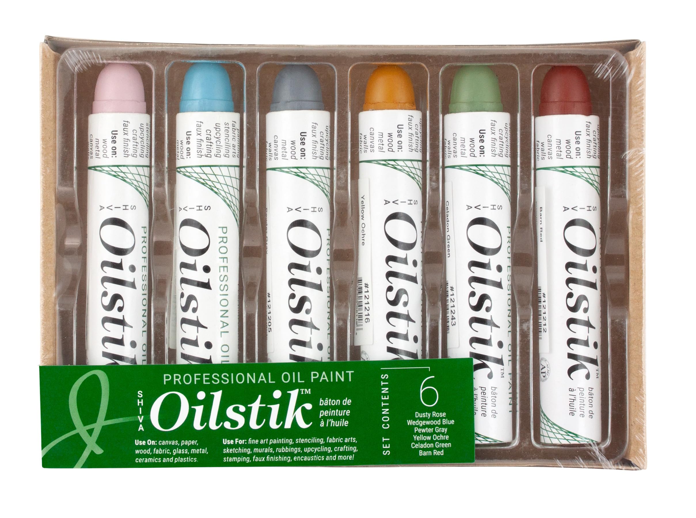 Jack Richeson Shiva Oil Paintstik, Traditional Colors, Set of 6