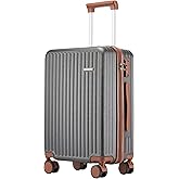 Ruausine Carry on Luggage Airline Approved, Hardside Carry-on Suitcase with Spinner Wheels, Hard Shell Lightweight Small Travel Luggage with TSA Lock (Grey)