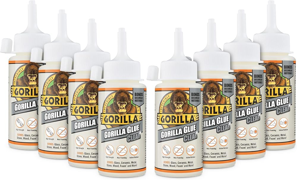 Gorilla Glue Clear 110ml 8 Pack - All Purpose, Crystal Clear, Water Resistant