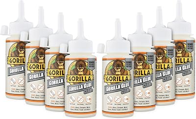 Gorilla Glue Clear 110ml 8 Pack - All Purpose, Crystal Clear, Water Resistant