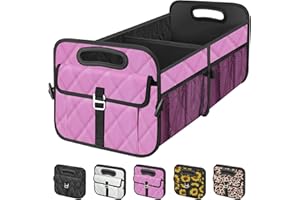 Olosar Collapsible Trunk Organizer - Portable SUV Car Accessories for Women/Men, Any Car, SUV, Mini-Van, Pink