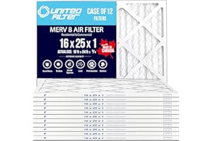 16x25x1 Pleated MERV 8 Furnace Filter – (Actual Size: 15-1/2 x 24-1/2 x 3/4) Clean, Healthy Air - Efficient, Home Climate Con