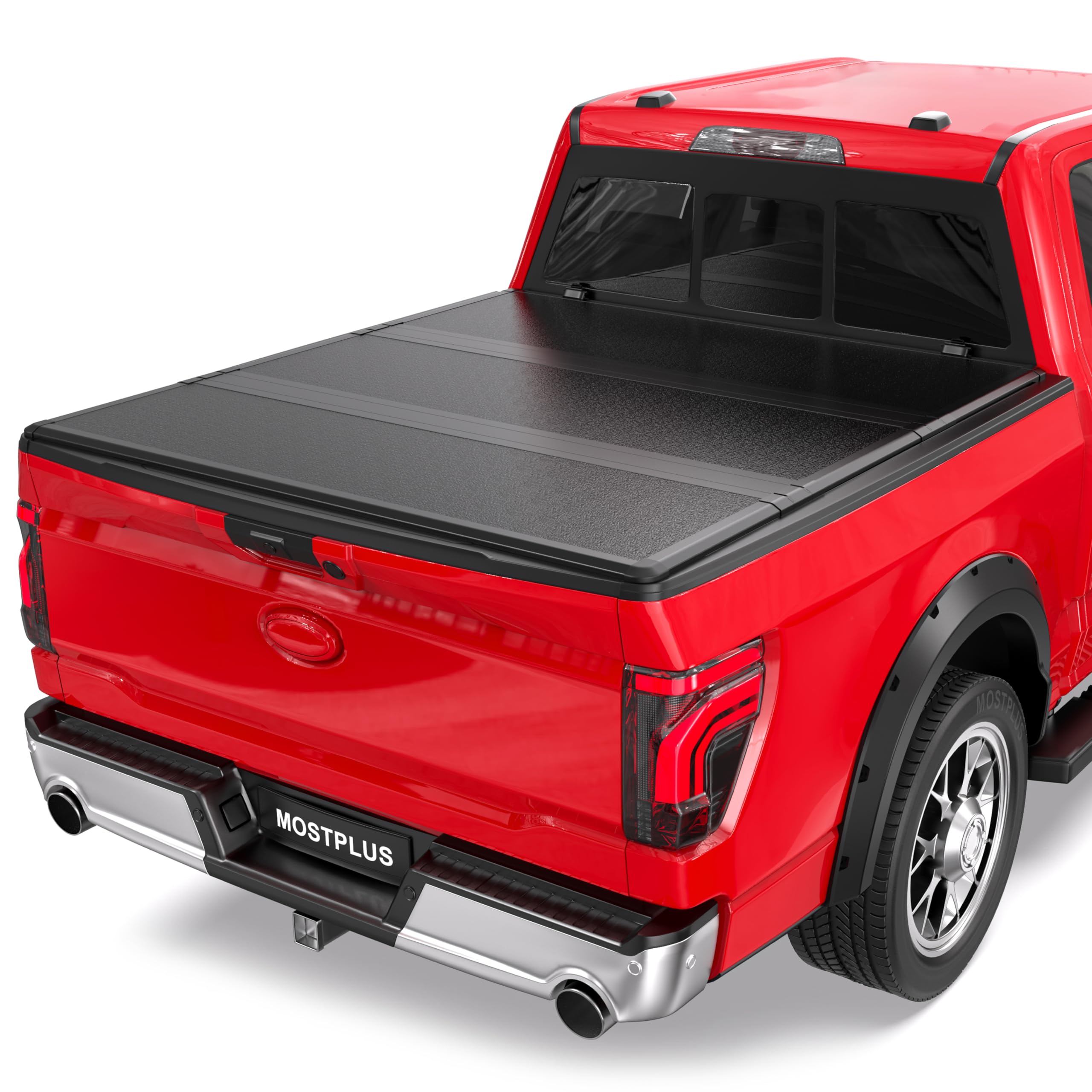 MOSTPLUS Fiberglass Tri Fold Hard Truck Bed Tonneau