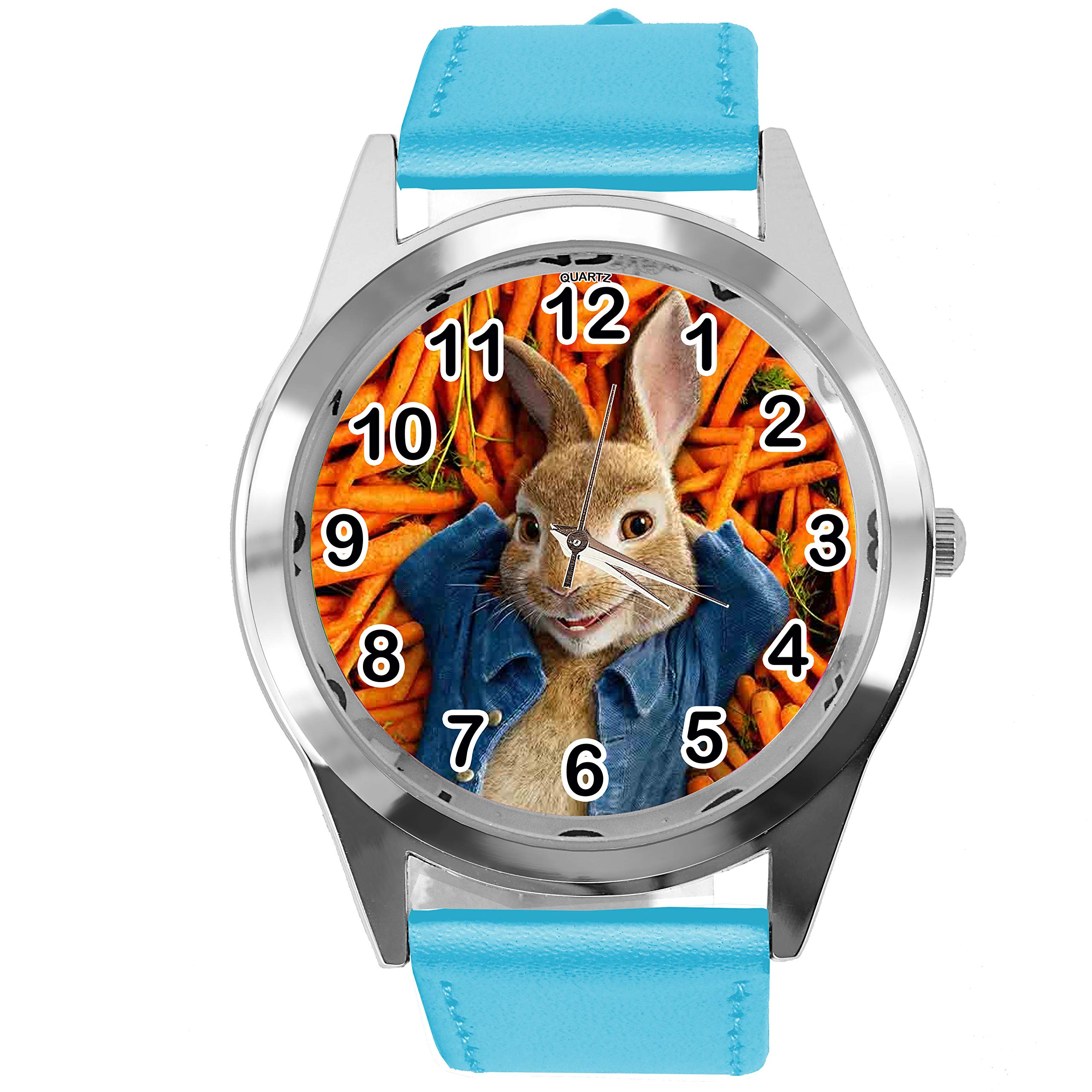 TAPORT Quartz Watch Round Blue Leather for Rabbits Fans