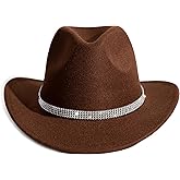 HUDANHUWEI Shiny Rhinestone Cowgirl Hat Bling Wide Brim Cowboy Hat Party