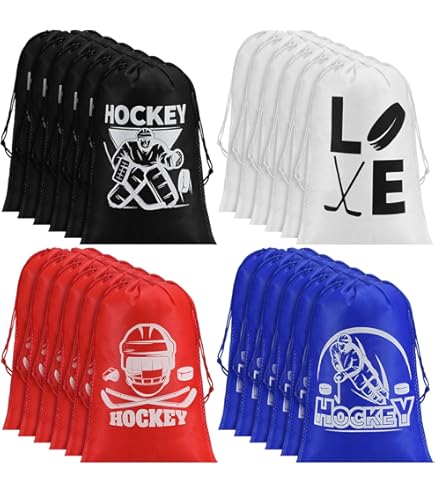 Lot De 36 Sacs Cadeaux En Papier De Hockey Avec Poignée Pour Bonbons De Hockey Sur Le Thème Du Hockey Sur Gazon, Cadeaux De Fête De Hockey Sur Gazon, Cadeaux De Collation