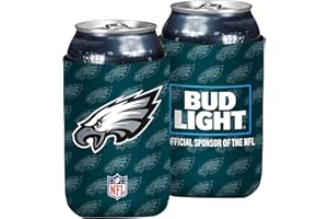 Bud Light & NFL Licensed Philadelphia Eagles Premium Insulated Neoprene Can Koozy Cover/Cooler Sleeve - Gameday Foldable Beverage Apparel for 12 Ounce Beer and Soda Cans, 2 Pack: 2 Sided Design