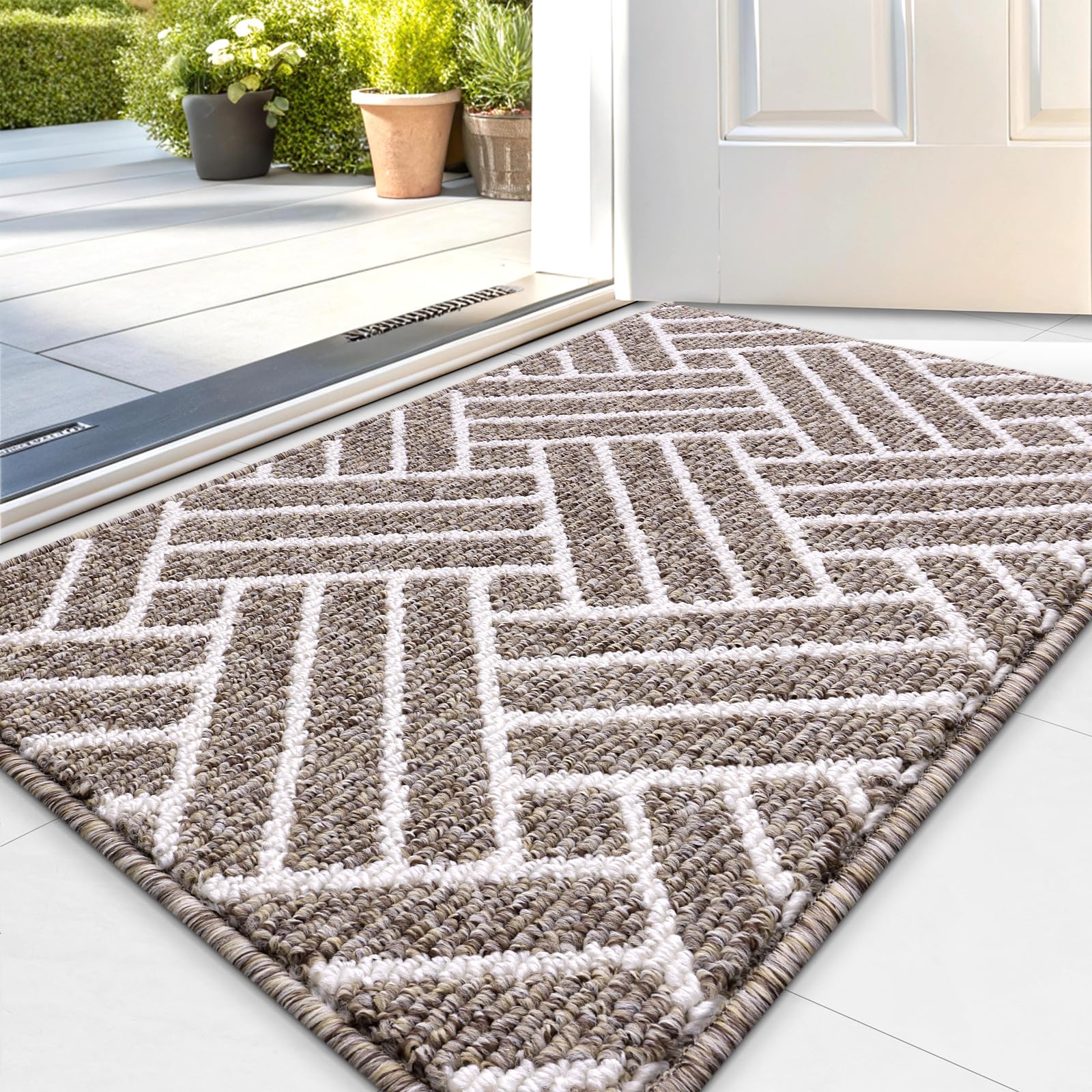 Photo 1 of OLANLY Indoor Door Mat, 36x24 Inch, Dirt Resistant and Absorbent, Non-Slip Rubber Backing Floor Mats, Easy Clean Low-Profile Doormat for Entryway, Front Door, and Inside Entrance, Khaki