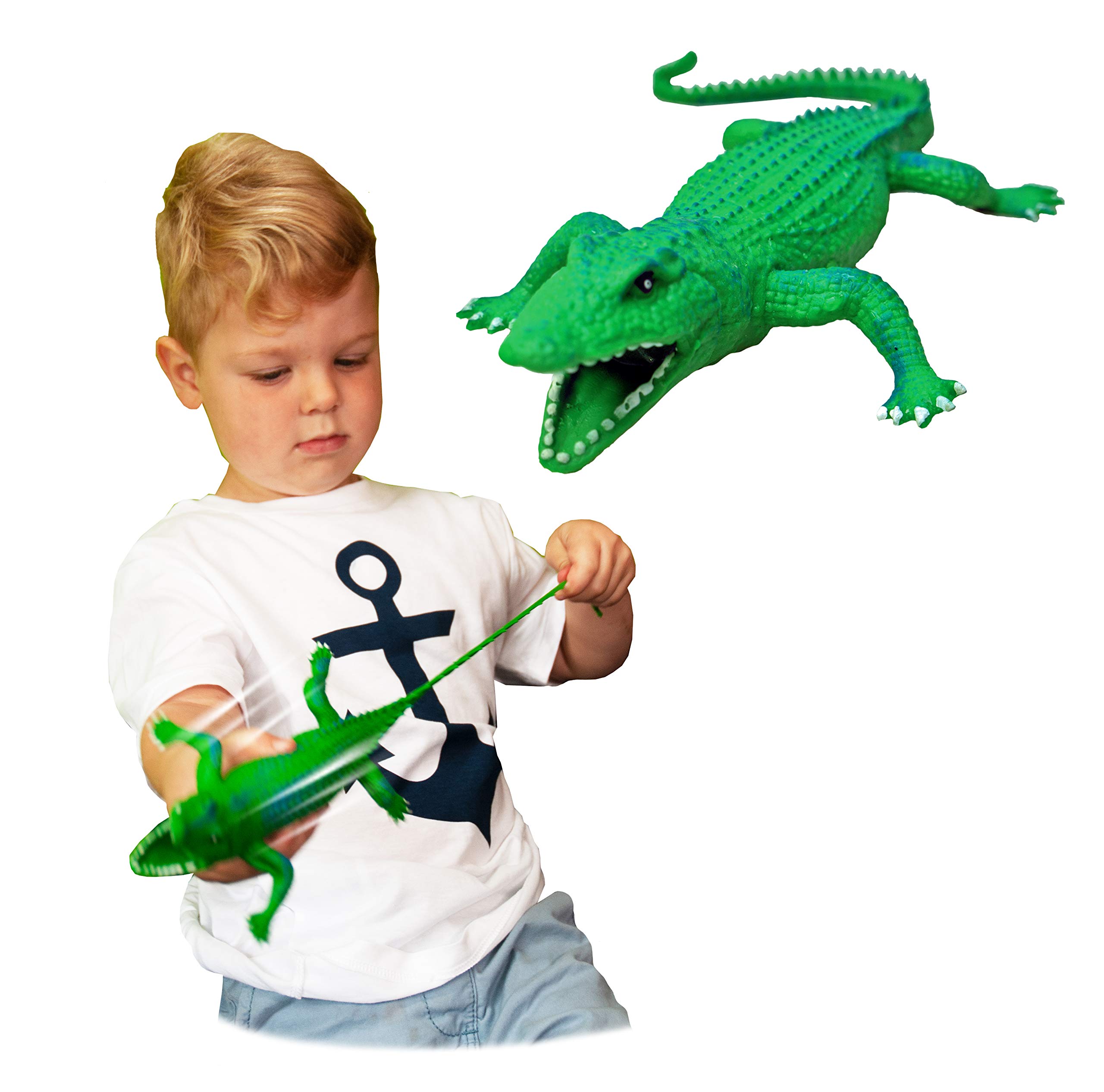 Rep Pals - Stretchy Crocodile Toy by Deluxebase. Animal Shaped Squishy Sensory Fidget Toys, Stress Relief Squeeze Figure, Soft Flexible Rubber, Fun Fantasy Gift for Kids