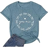 SUPEYA You are Inspiration Shirts Women Cute Heart Graphic Tee Casual Short Sleeve Blessed Saying Tops