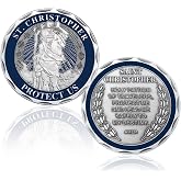 Yuchew St Christopher Coin Religious Challenge Coin Saint Christopher Medal Bless Safety Commemorative Gift for Parent, Family, Friend