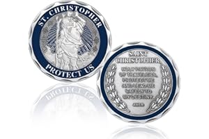 Yuchew St Christopher Coin Religious Challenge Coin Saint Christopher Medal Bless Safety Commemorative Gift for Parent, Family, Friend