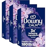 Downy Calm Mega Dryer Sheets, Large Fabric Softener Sheets for Laundry , Static Guard &amp; Softness Boost, Laundry Dryer and Fabric Sheets, 180 Count