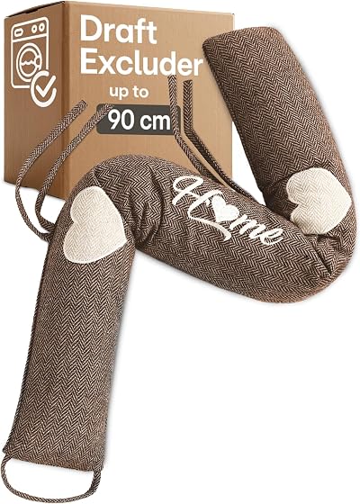 Praknu Draft Excluder 90cm Brown - Removable Washable, No Glue or Drilling