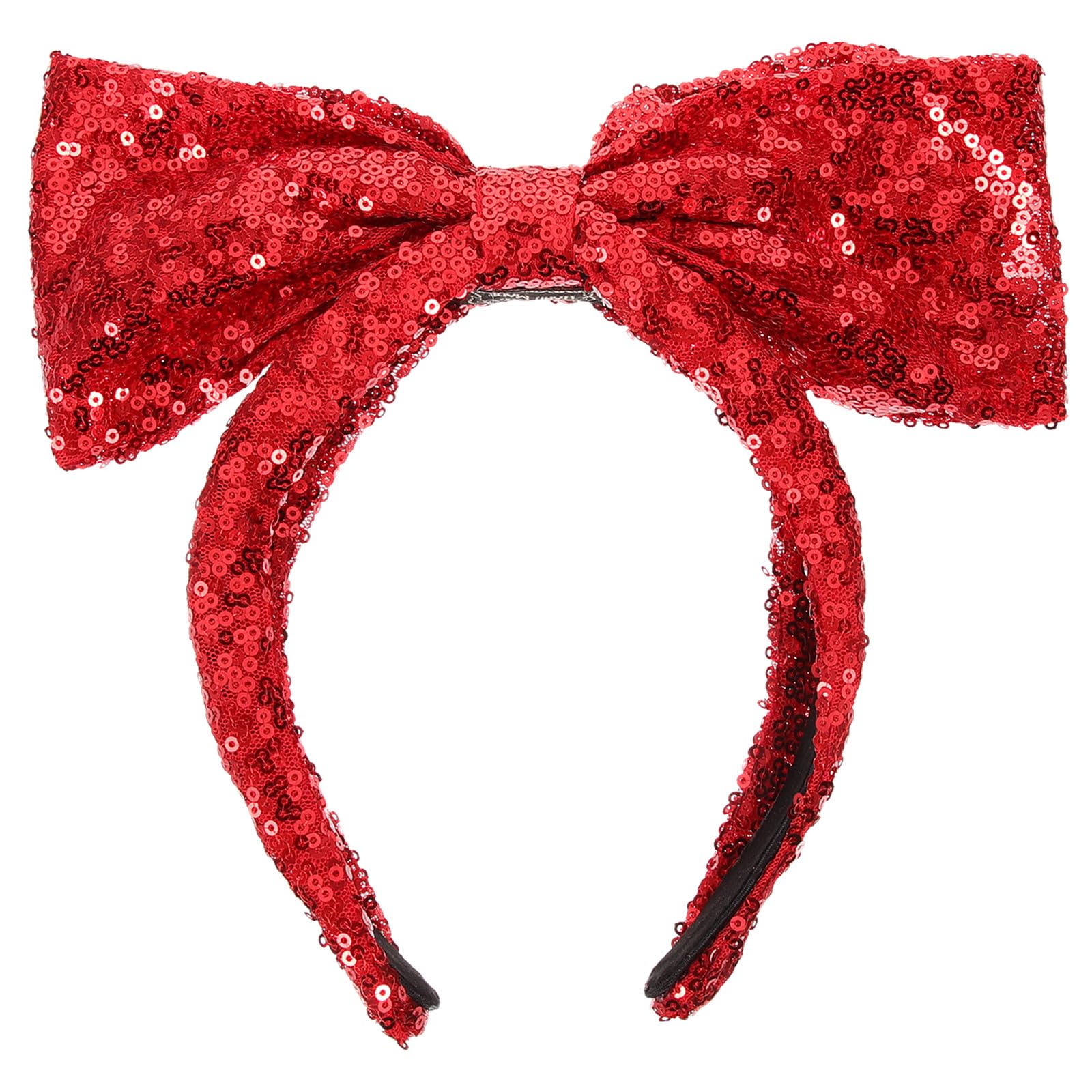 FRCOLOR Red Sequin Bow Headbands Sparkly Sequin Hair Bow Hairband Glitter Headpieces Party Festival Costume for Women Girls
