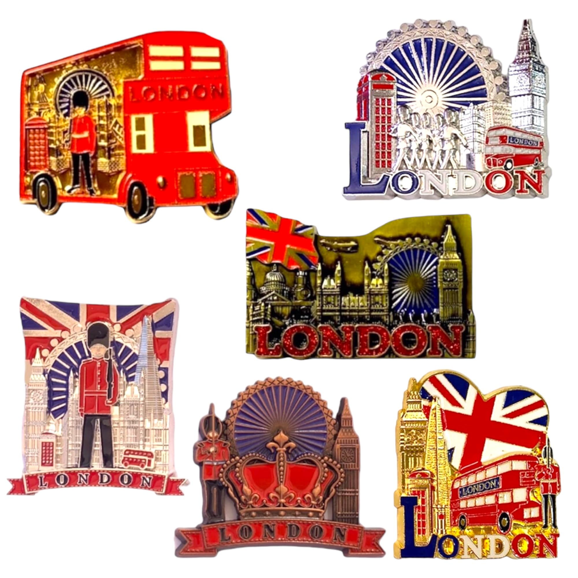 6 London Souvenir Magnets - British Souvenir Magnet - Union Jack Magnet - England London Souvenirs & Gift