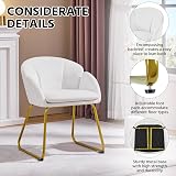 Yaheetech Velvet Tub Chair Vanity Chair Modern Accent Armchair White view 7
