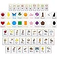 Yisong 56 Pieces Alphabet and Number Bulletin Board Set Educational Bulletin Board Cards Early Learning Colors Shapes Cards Manuscript Alphabet Number Posters for Kindergarten Classroom Decorations
