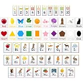 Yisong 56 Pieces Colorful Alphabet and Number Bulletin Board Set | Educational Bulletin Board Cards Manuscript A-Z Chart, Numbers 1-10, Shape Card, Preschool Learning for Classroom Wall Decor