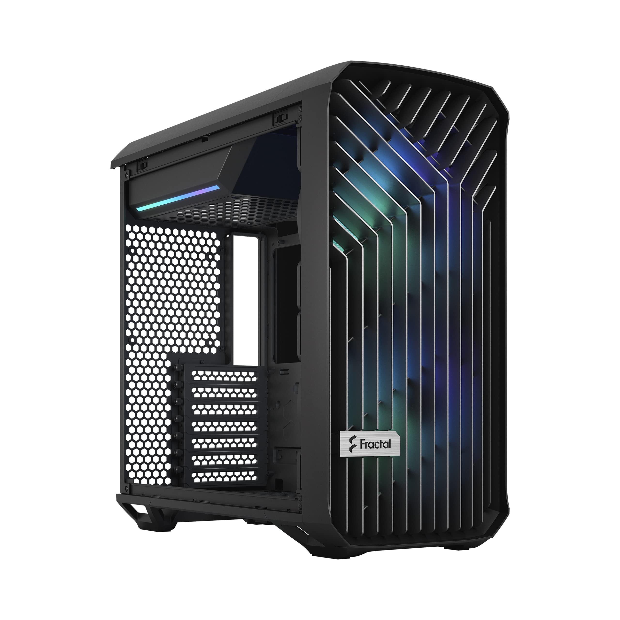 Fractal Design Torrent Compact RGB Black - Light Tint Tempered Glass Side Panels - Open Grille for Maximum air Intake - Two 180mm RGB PWM Fans Included - Type C - ATX Airflow Mid Tower PC Gaming Case