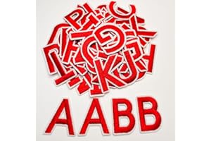 Jongdari 55pcs Iron On Letters Patches for Clothing, 1.5" Embroidery Alphabet Letterman Jacket Patche A-Z Applique for Backpack & Fabric (Red)