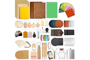 MOSSAESTHETICOY 144 PCS Laser Engraving Material Kit, 29 Kinds of Laser Engraving Supplies Including Acrylic, Wood, PU Leather, Glass, Metal, Rock, Fabric, Rubber Materials for Laser Cutter Engraver